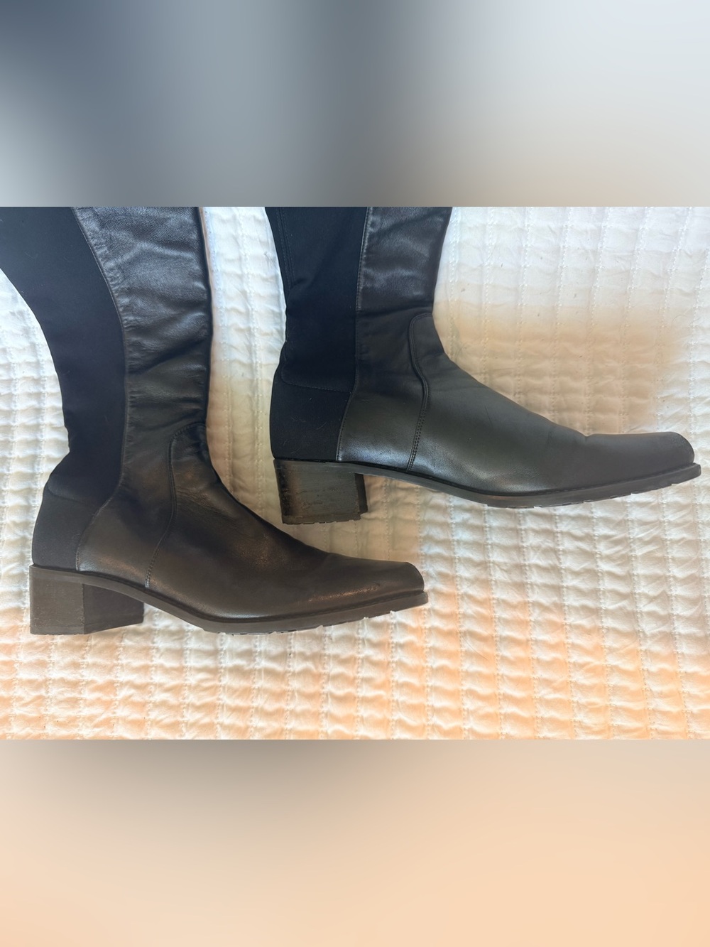 Stuart Weitzman 5050 Black Leather Over The Knee Stretch Boots Size 7 W - Picture 11 of 16